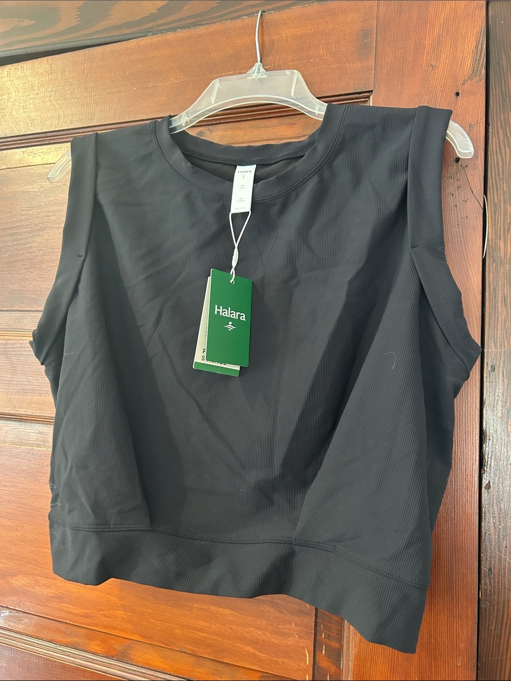 HALARA Patitoff Flow Black Sleeveless Cropped Yoga Tank Top NWT L